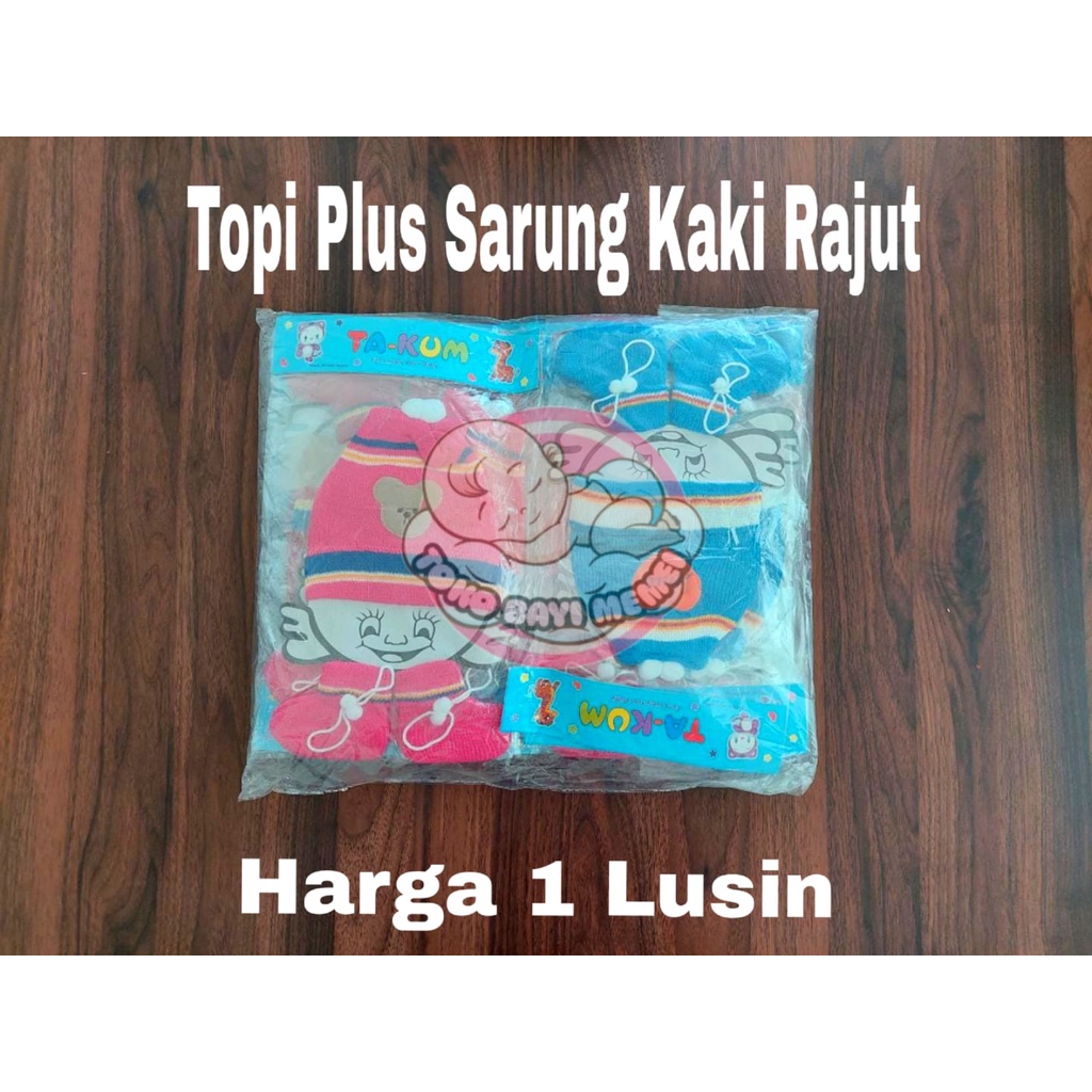 1 LUSIN Topi bayi RAJUT plus kaos kaki bayi 3in1 TERMURAH