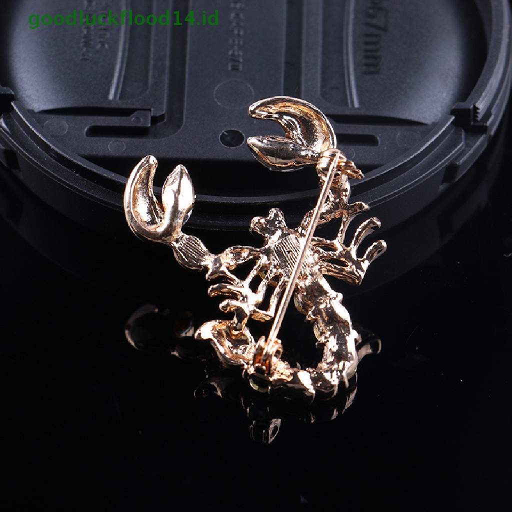 [GOOGFOUR] Bros Syal Kristal Bersinar Bros Berlian Imitasi Bros Hewan Scorpion Brooch Pin [Atas]