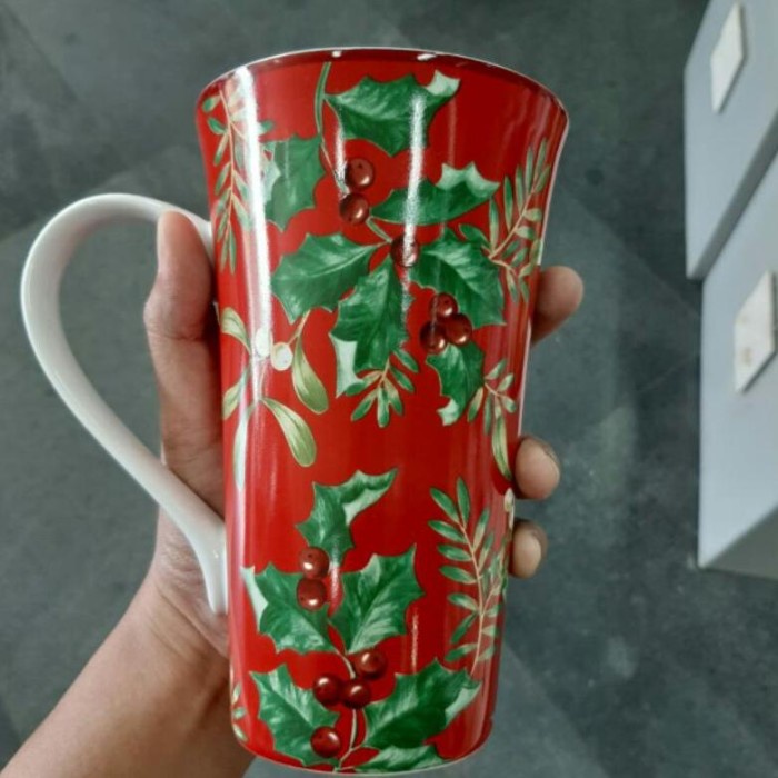 CHRISTMAS MUG GELAS JUMBO KERAMIK SANGO HIAS CANTIK GAMBAR TEMA NATAL
