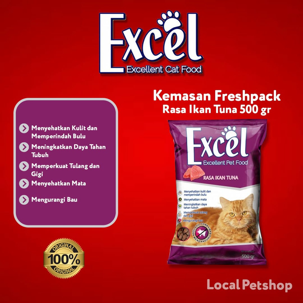 Excel 500gr Makanan Kucing Cat Food Dry rasa tuna Termurah