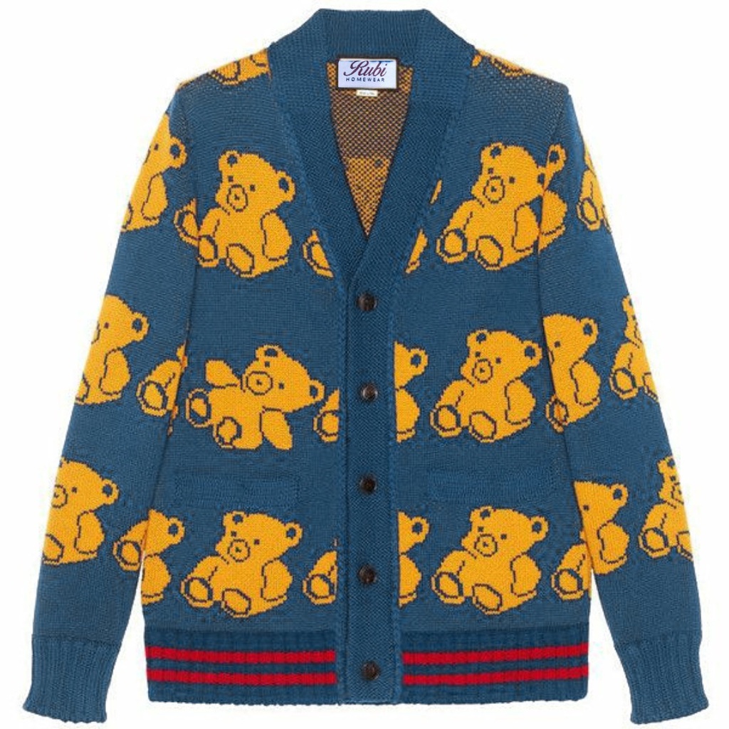 Knit cardigan teddy bear unisex lucu