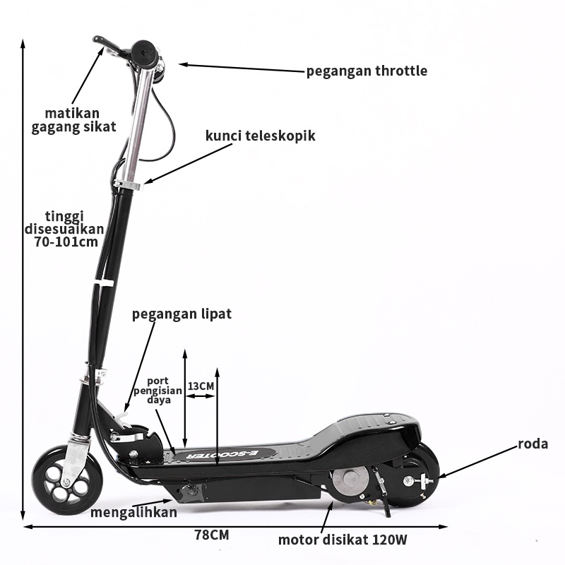 Skuter Listrik Dewasa Scooter Listrik Lipat Murah Sekuter Anak Remaja Portabel Sekuter Garansi 1 Tahun