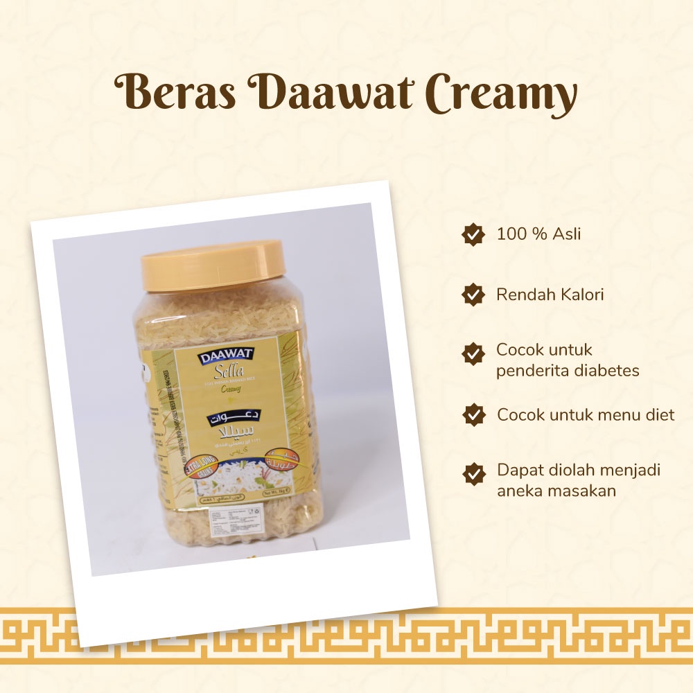 

Arabian Palm - DAAWAT CREAMY 5kg Beras Basmati Kaya Nutrisi dan Rendah Kalori Asli Arab Premium Beras Briyani