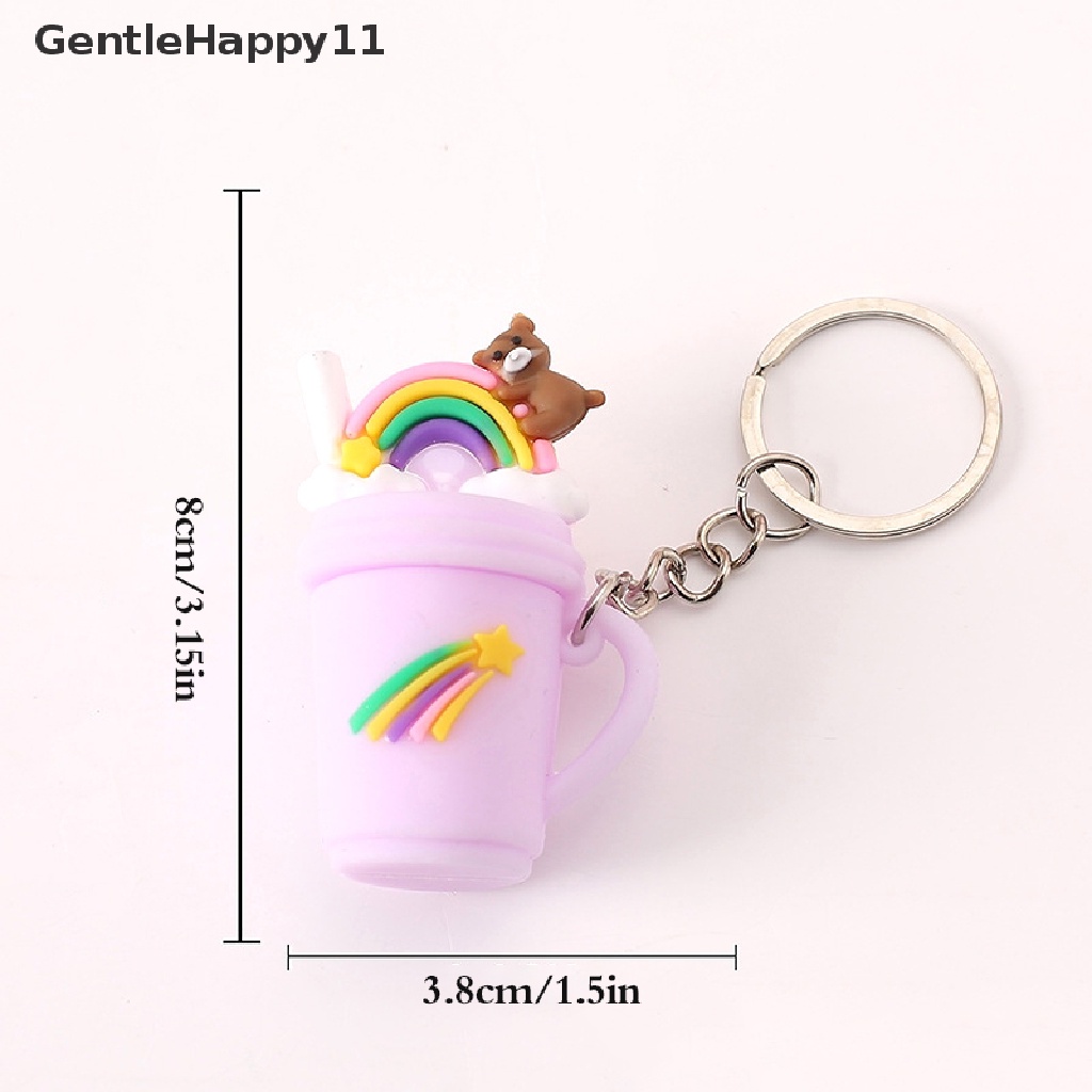 Gentlehappy 1Pc Rain Milk Tea Keychain Bear Key Chain Gantungan Kunci Mobil Cincin Siswa Tas Ransel Liontin Hadiah Anak Aksesoris Gantung id