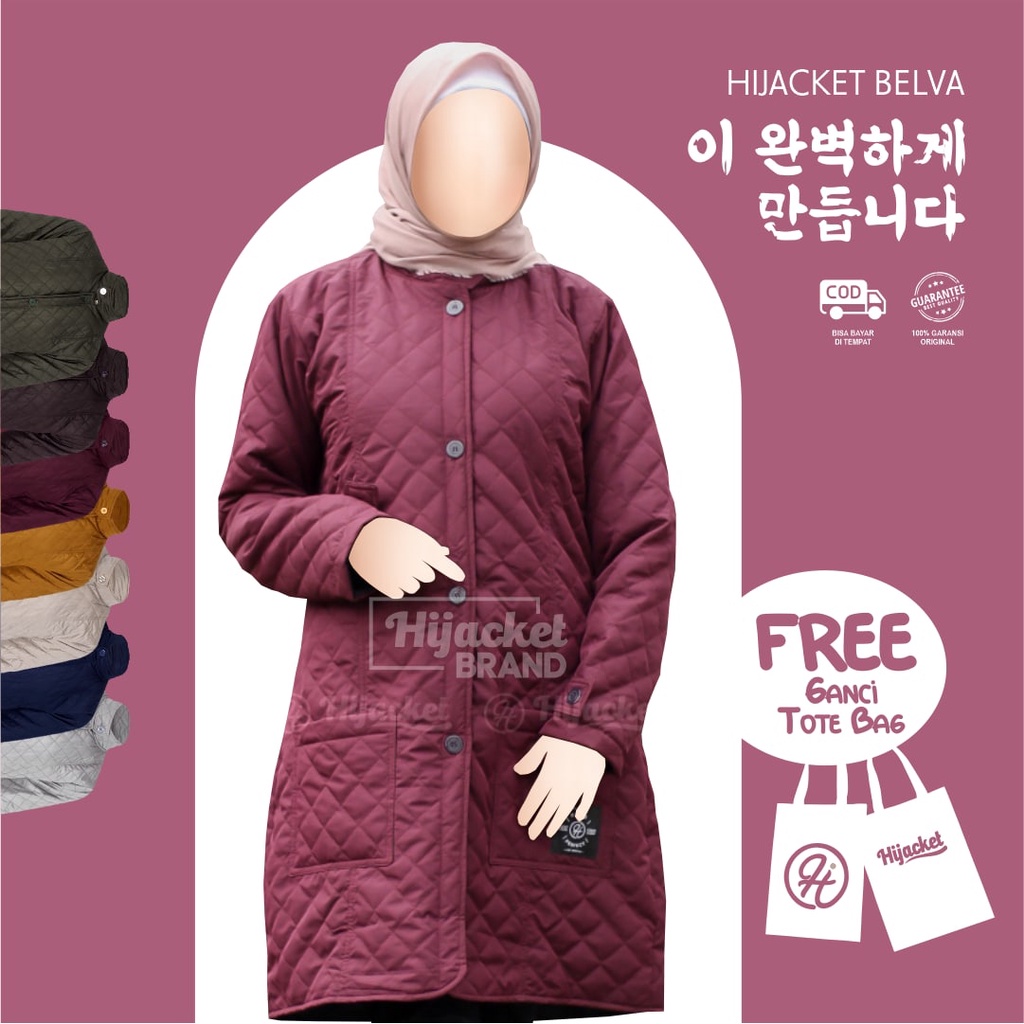 HIJACKET BELVA- JAKET HIJACKET MUSLIMAH HIJABER PANJANG SYARI UMROH JUMBO jaket muslimah panjang sya