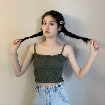 Korean Wrinkle tube Top Tanktop Kemben Tali Strape