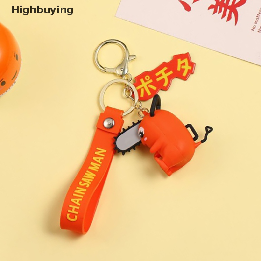 Hbid New Anime Chain Man Keychain Lucu Lembut Karet Pochita Gantungan Kunci Mobil Denji Makima Key Chains Bag Pendant Key Holder Pasangan Hadiah Glory