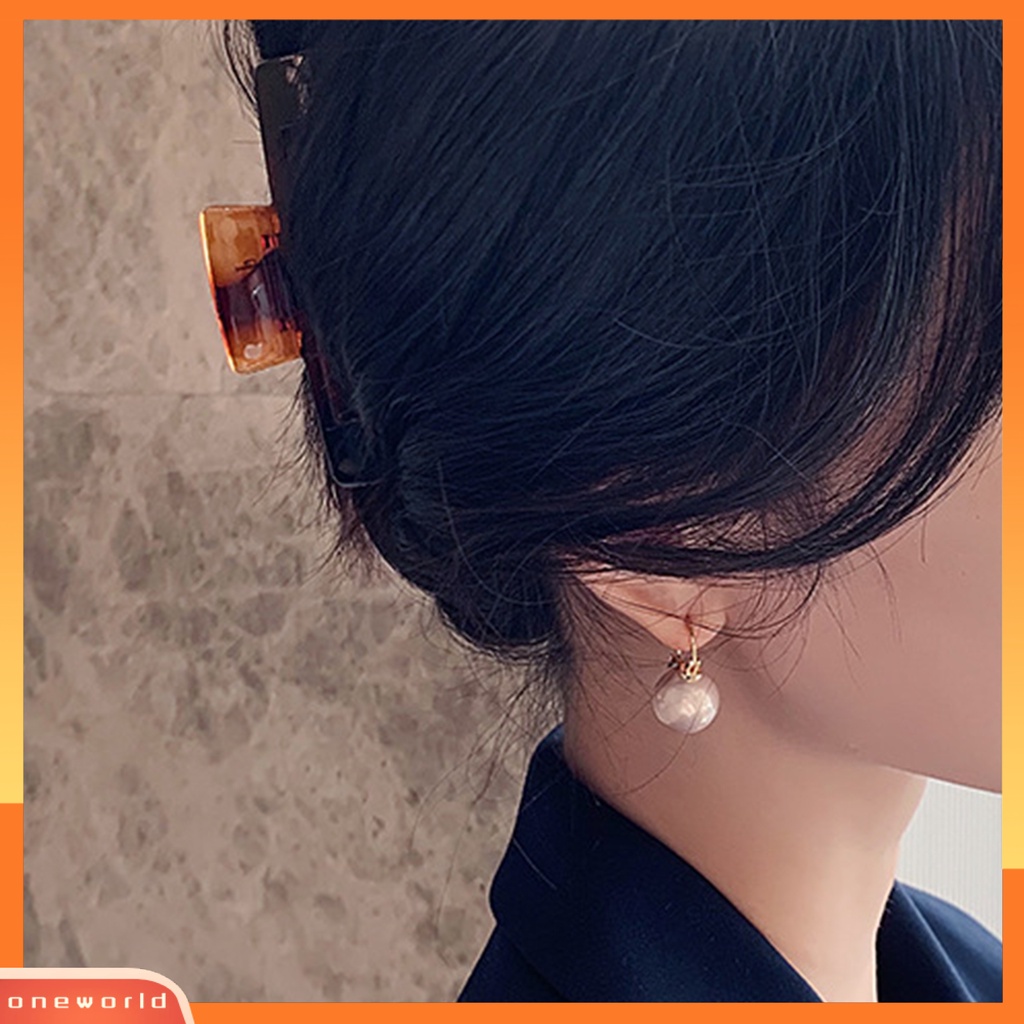 {oneworld} 1pasang Anting Pengerjaan Halus Indah Imitasi Mutiara Mata-catching Fantasy Lop Earrings Untuk Outdoor