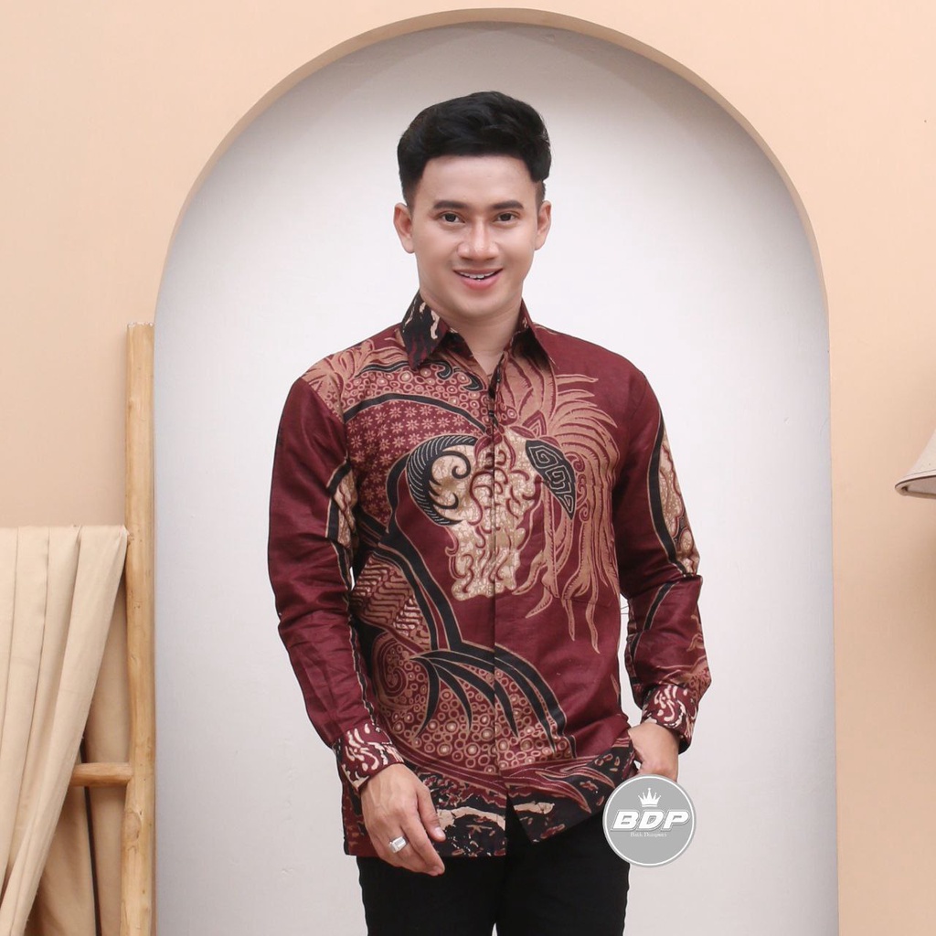 Kemeja Batik Pria Lengan Panjang M L XL XXL Baju Batik Pria Modern Batik Kerja Pria Batik Kantor Pria Seragam Batik