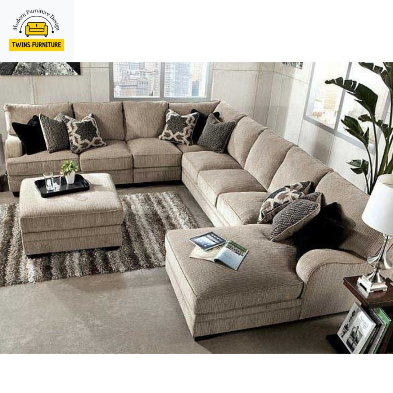 sofa U shape modern desain interior rumah mewah