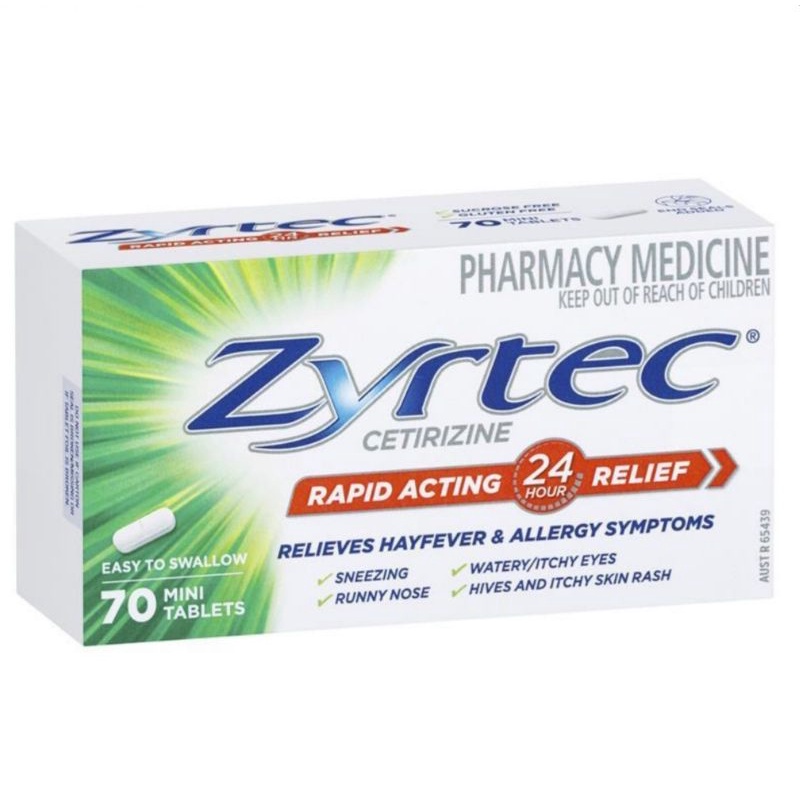 zyrtec Allergy and hayfever antihistamine tablets 70 tabs