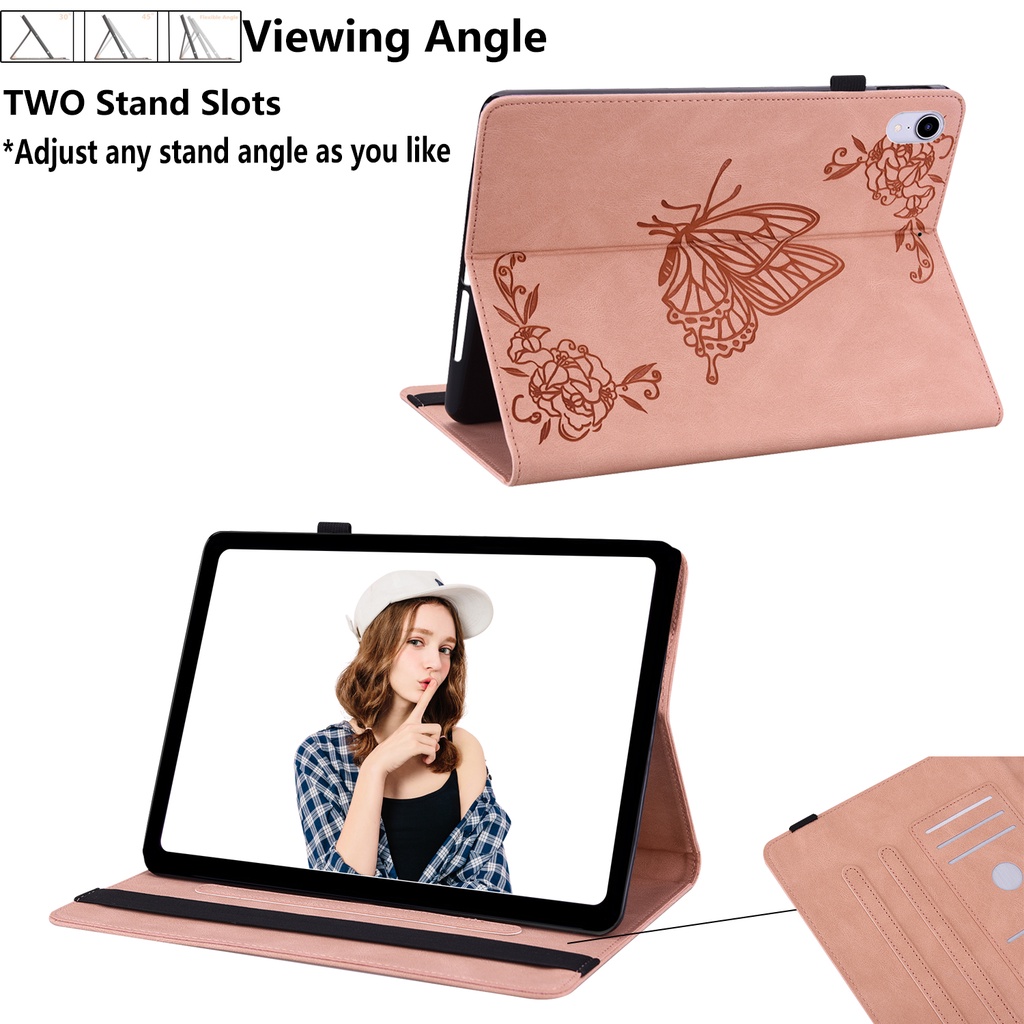 Untuk Huawei MatePad 10.4 SE (2022) AGS5-L09 AGS5-W09 Mate Pad SE 10.4-inch Fashion 3D Timbul Kupu-Kupu Casing Kualitas Tinggi Tablet Perlindungan Case Flip Dompet Kulit Stand Cover SE SE