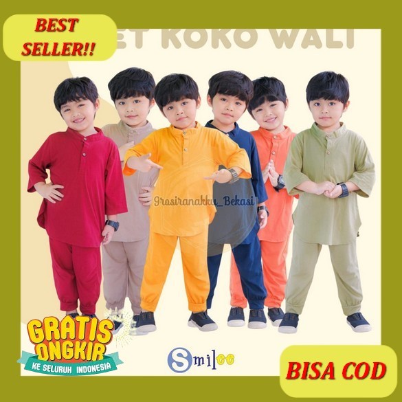 Setelan Muslim Anak Cowok 1-3 Tahun / Baju Koko Lebaran Anak Laki Laki / Koko Hafiz Plain / Grosir B