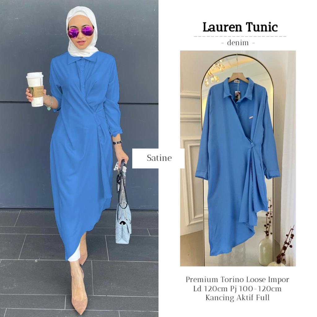 Lauren Tunic By Mpmf Terusan Dress Wanita Casual Polos Bahan Premium Torino Loose Import Ld 120 Cm F