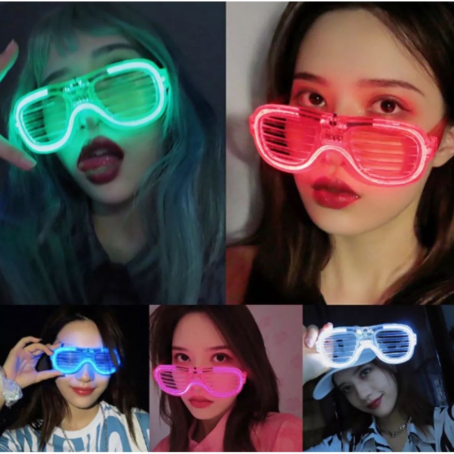 [ Cinicini ] Kacamata LED Nyala Malam Colorful Eyeglass Beauty Fashion