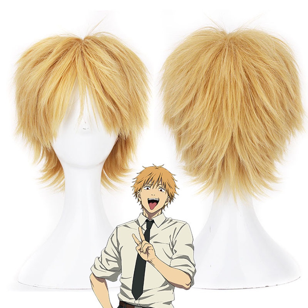 [COD Tangding] Chainsaw Man Karakter Anime Jepang Cosplay Wig Rambut Emas Wig Aksesoris