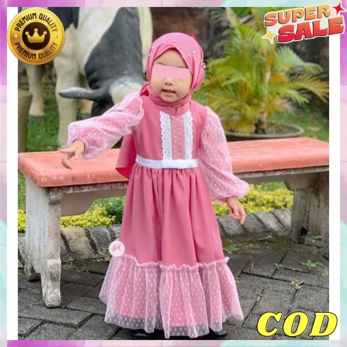 Gamis Anak Perempuan Terbaru Pakaian Muslim Cewek Fashion Muslimah Kecil Lucu Polos Premium Anak2 Se