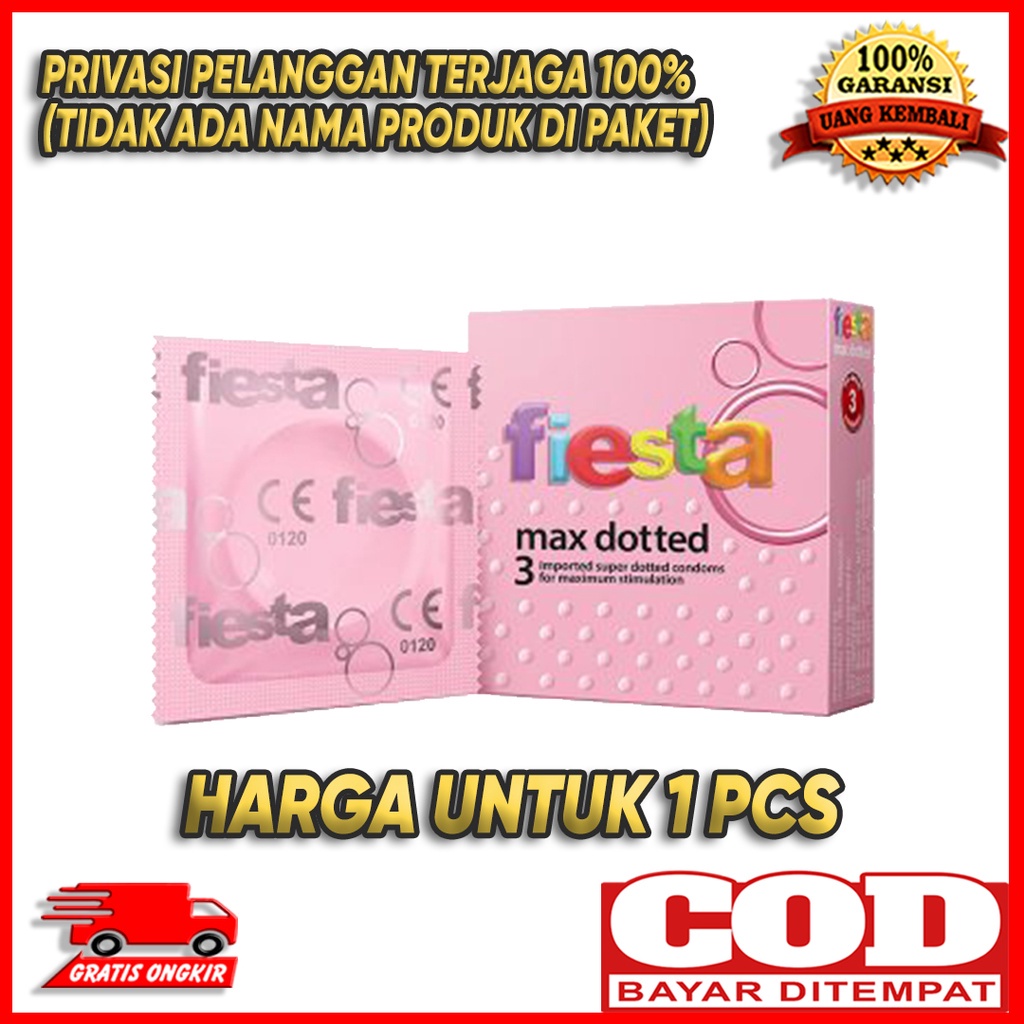 FIESTA Max Dotted KONDOM BERGERIGI KETENGAN / 1 BOX ISI 3PCS - Kondom Fiesta Paling Aman