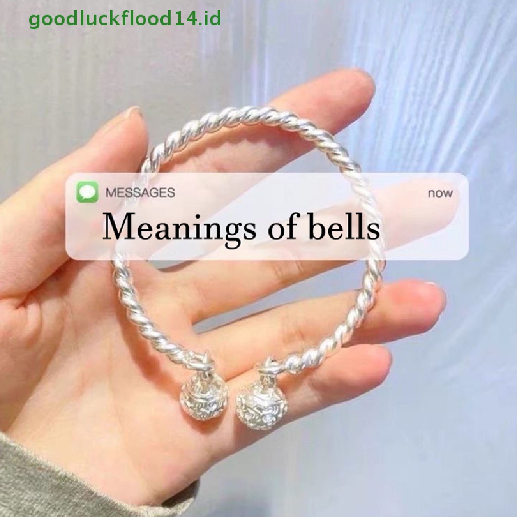 [GOOGFOUR] Istana Cantik Bell Cuff Bangle Bracelets Jingle Ring Bell Bangle Memutar Garis Double Bell Cuff Bangle Fashion Pesta Perhiasan Pasangan Hadiah Natal [TOP]