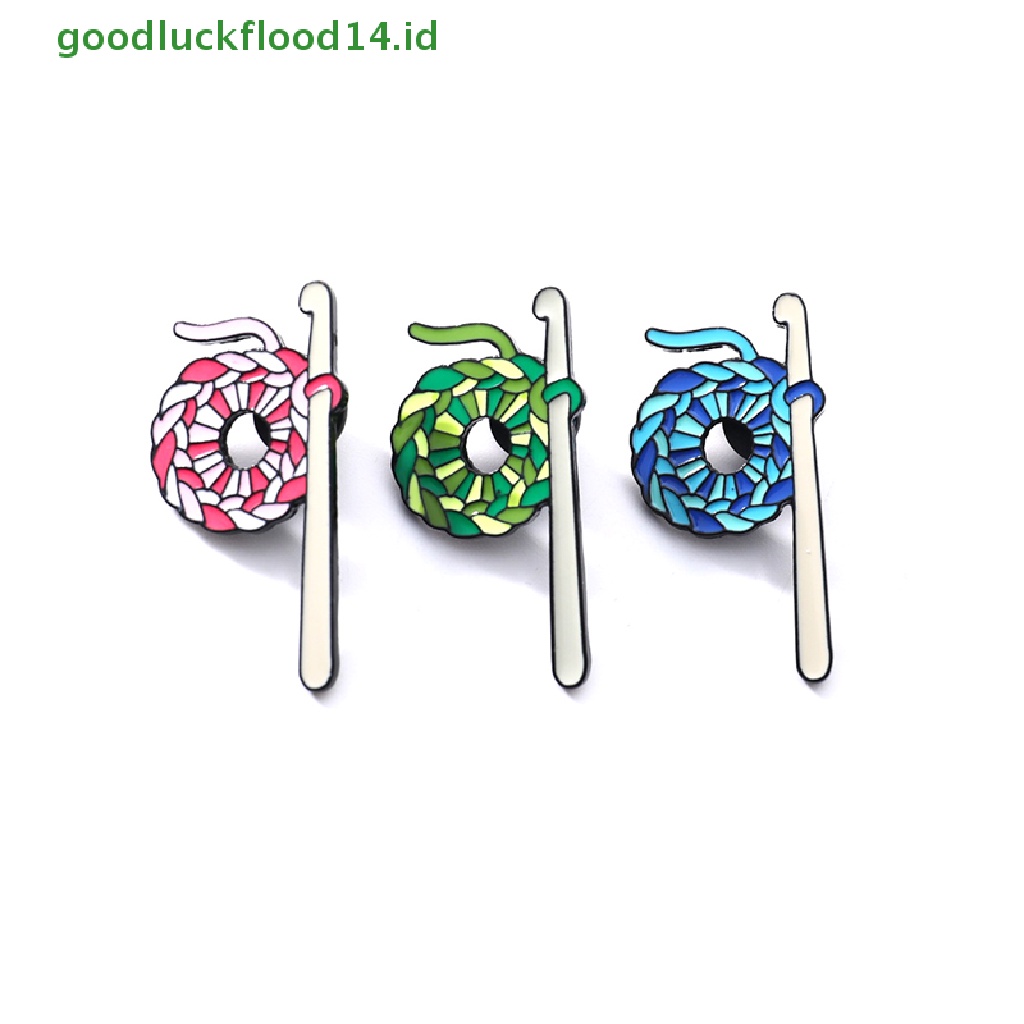 [GOOGFOUR] Knitg Wool Ball Crochet Hook Enamel Bros Sweater Badge Knitter Lapel Pin [Atasan]