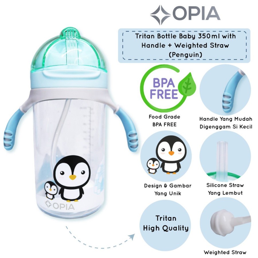 OPIA Tritan Bottle Baby 350ml - Seal - Whale - Pinguin