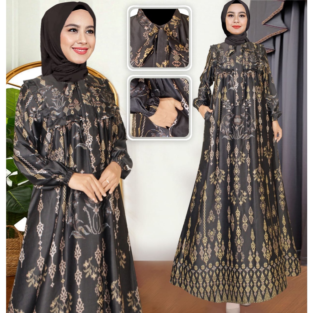 TAMARA DRESS | Gamis Motif Silk Premium | Gamis Pesta Silk Premium| Gamis Pesta Jumbo