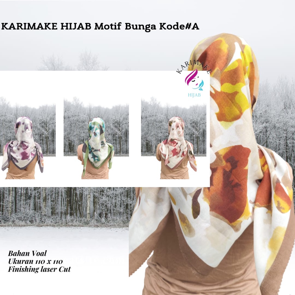 Karimake Hijab / Kerudung Segi Empat Motif Kode A Lc Baru