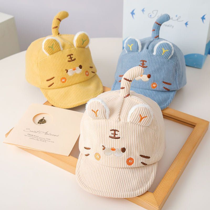 T034 Topi bayi Baseball Tiger Face 3D motif bordir premium korea style