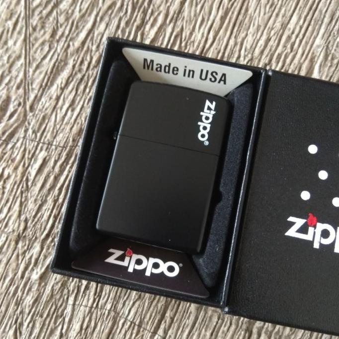 Mancis Lighter Zippo Grade Ori Hitam Bonus Box Zippo Black