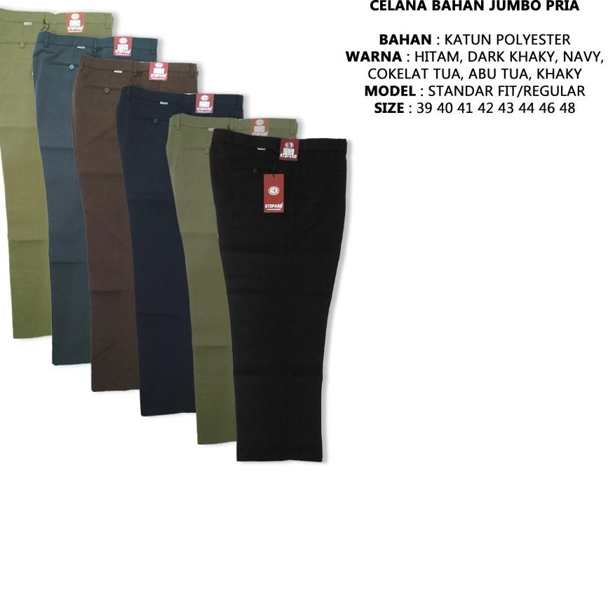 Depan Celana Bahan Formal Pria Kantor Kerja Big Size 40-48 Jumbo Berkualitas / Celana Kain Pria Jumb