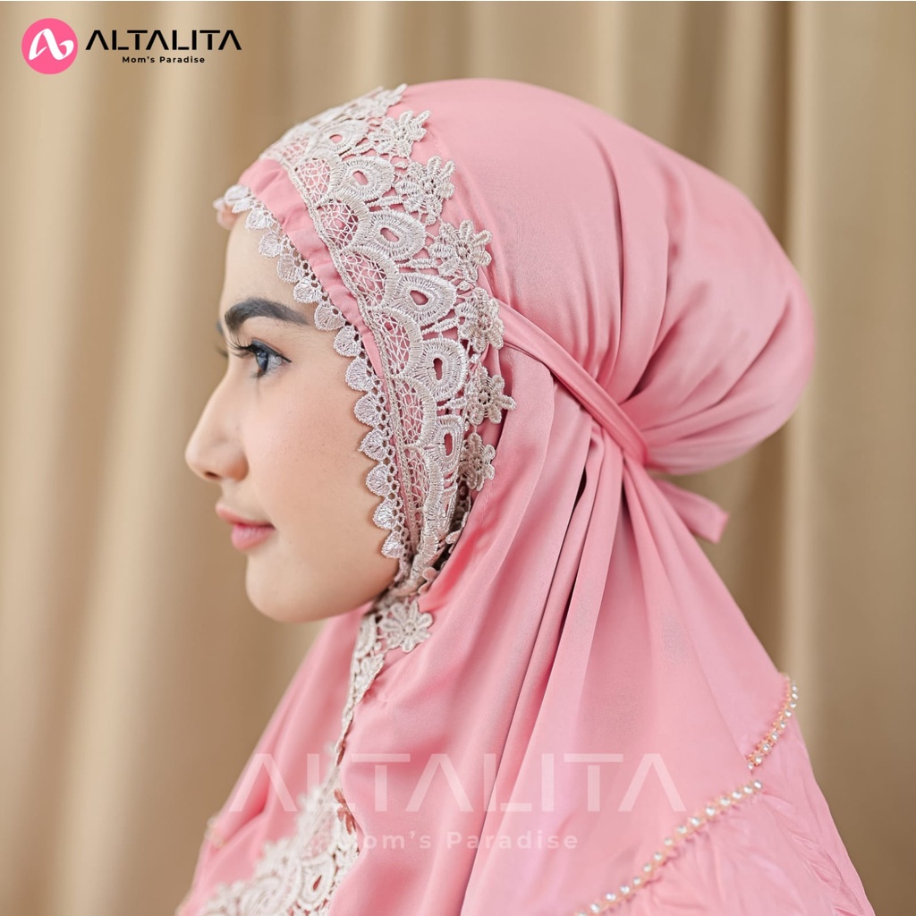 Altalita - Mukenah Dewasa Taleetha Sutra Velvet Polos Premium Renda Mewah Jumbo Adem Lembut Terbaru