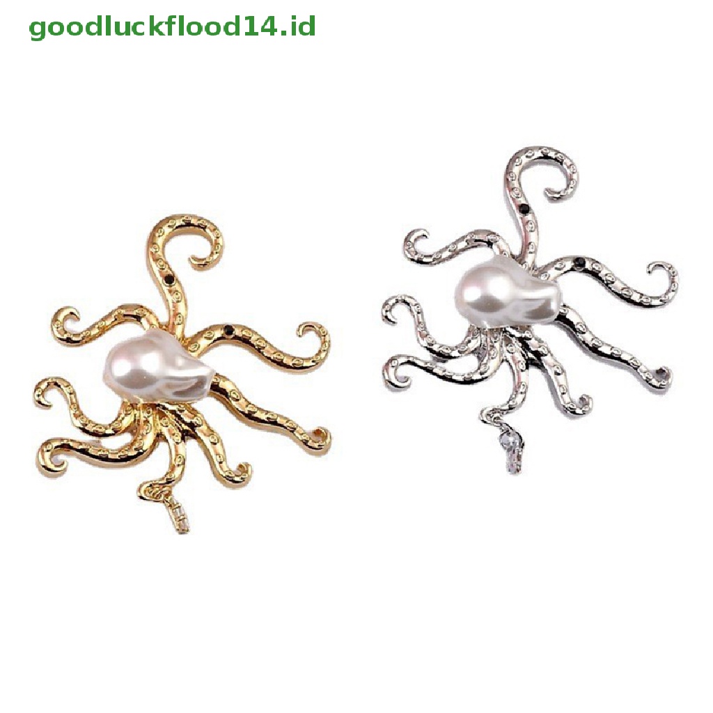 [GOOGFOUR] Bros Gurita Mutiara Imitasi Barok Besar Berlebihan Bros Hewan Perhiasan Gothic Punk Fashion Perhiasan Aksesoris [TOP]