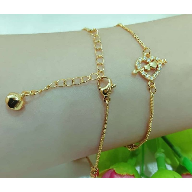 gelang wanita serut love panah titanium asli anti luntur model Korean style termewah