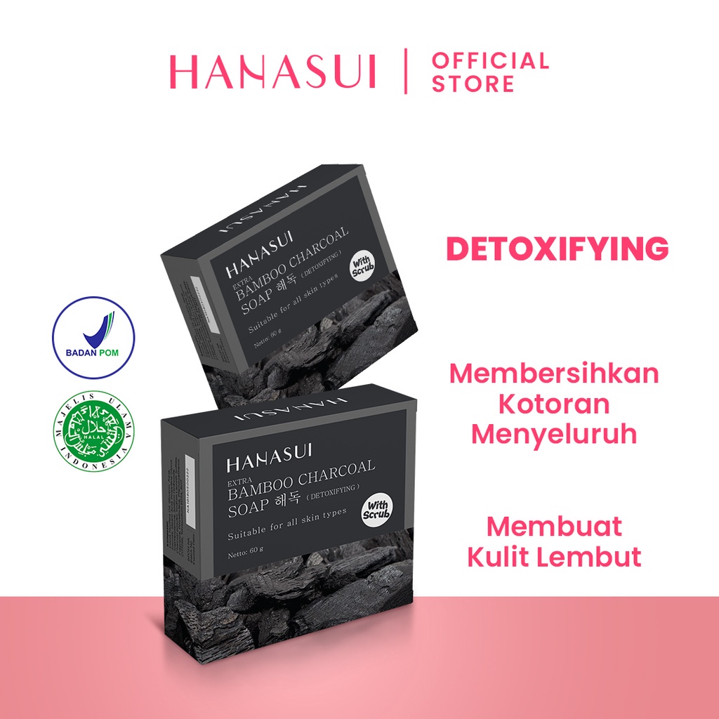 HANASUI BAR SOAP - BPOM - ALOE VERA - BAMBOO CHARCOAL - COFFEE - WHITE RICE - SABUN MANDI HANASUI MURAH