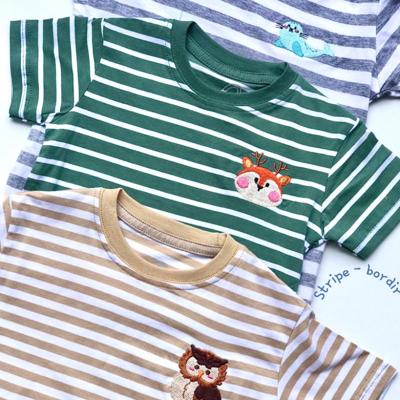 kaos garis/kaos bordir anak/kaos anak garis/kaos stripe/kaos stripe anak/kaos anak murah/kaos anak premium/kaos anak