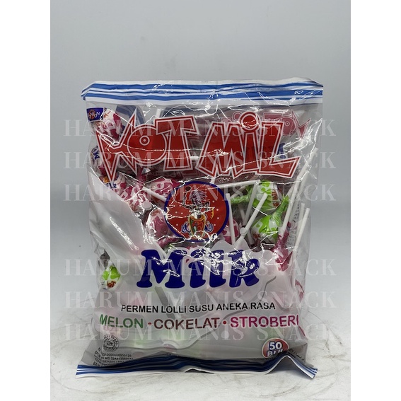 

Permen Hotmil Milk loli susu aneka rasa ( pak / pack /sak ) isi 50