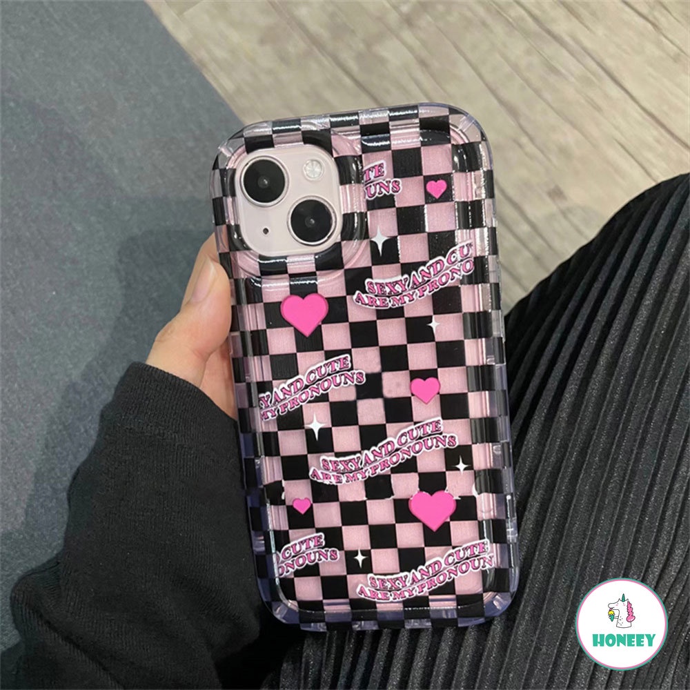 IPHONE Luxury Kisi Cinta Hati Charms Airbag Air Cushion Puff Phone Case Kompatibel Untuk Iphone14 13 12 11 Pro Max Shockproof Lembut TPU Back Phone Cover