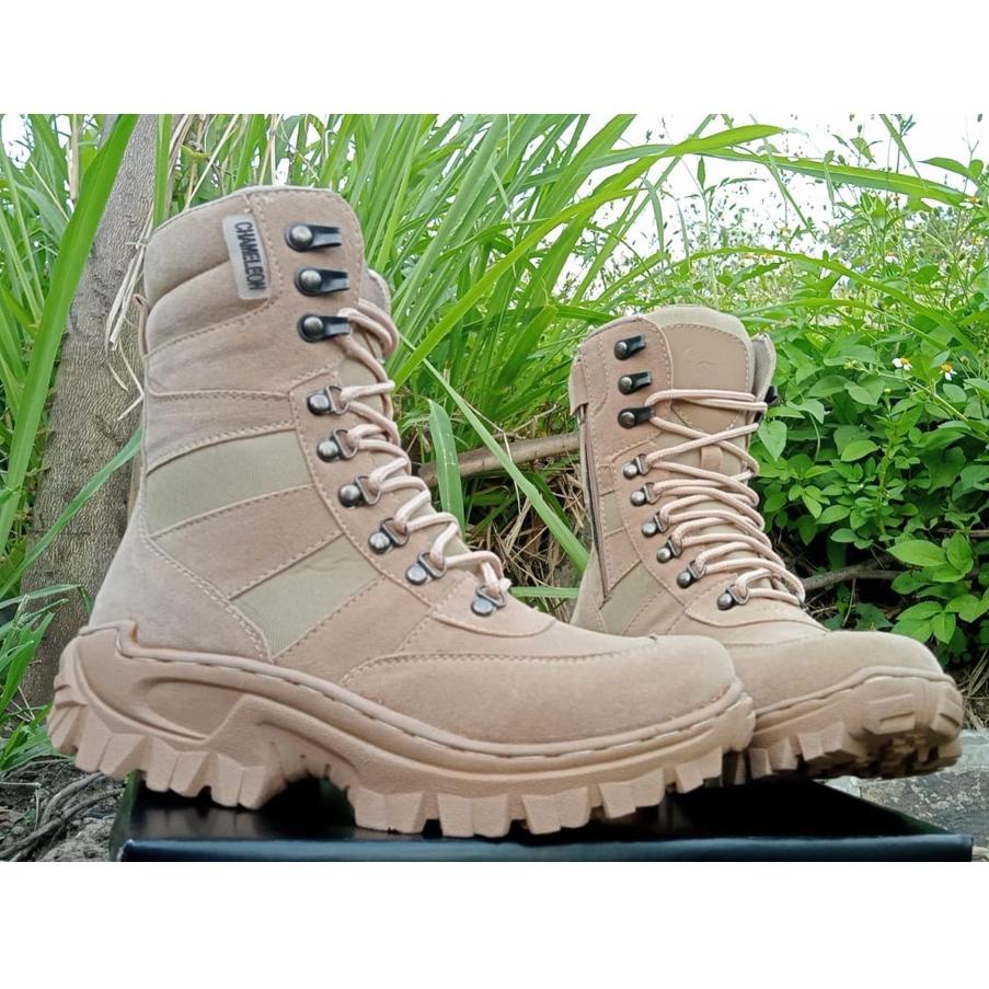 {LVA.13Ja23c} sepatu  pdl chameleon 511 cream gurun pol,pp taktikal kerjalapangan 8inci anti selip