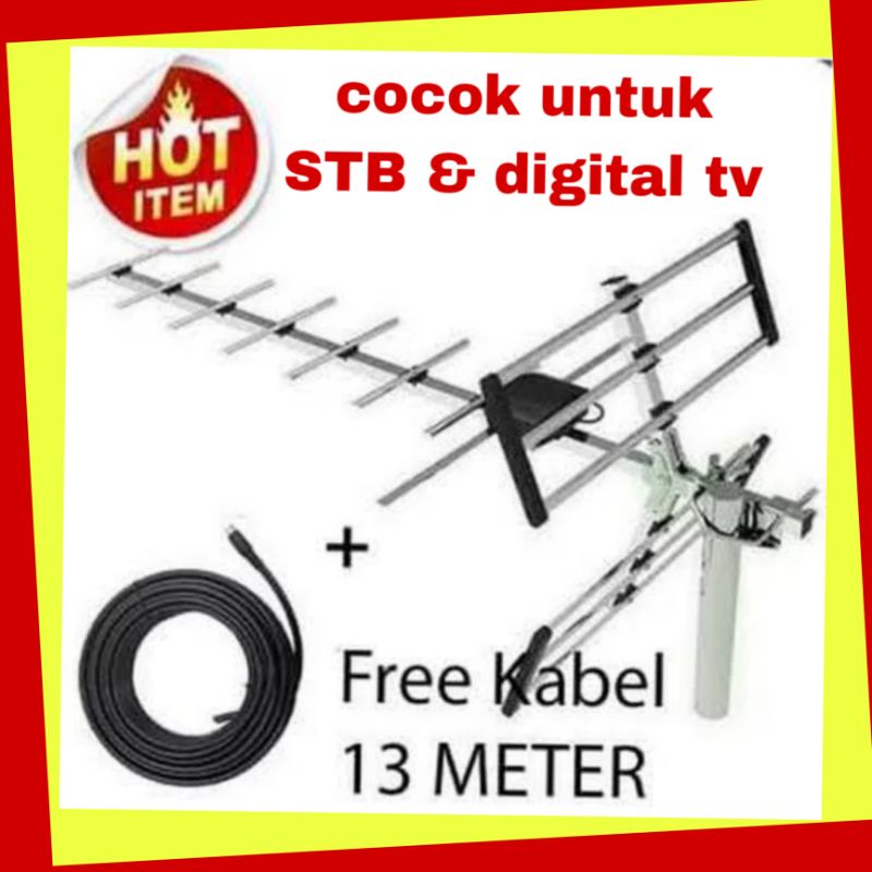 antena tv digital antena stb antena tv original + kabel 13m & jek