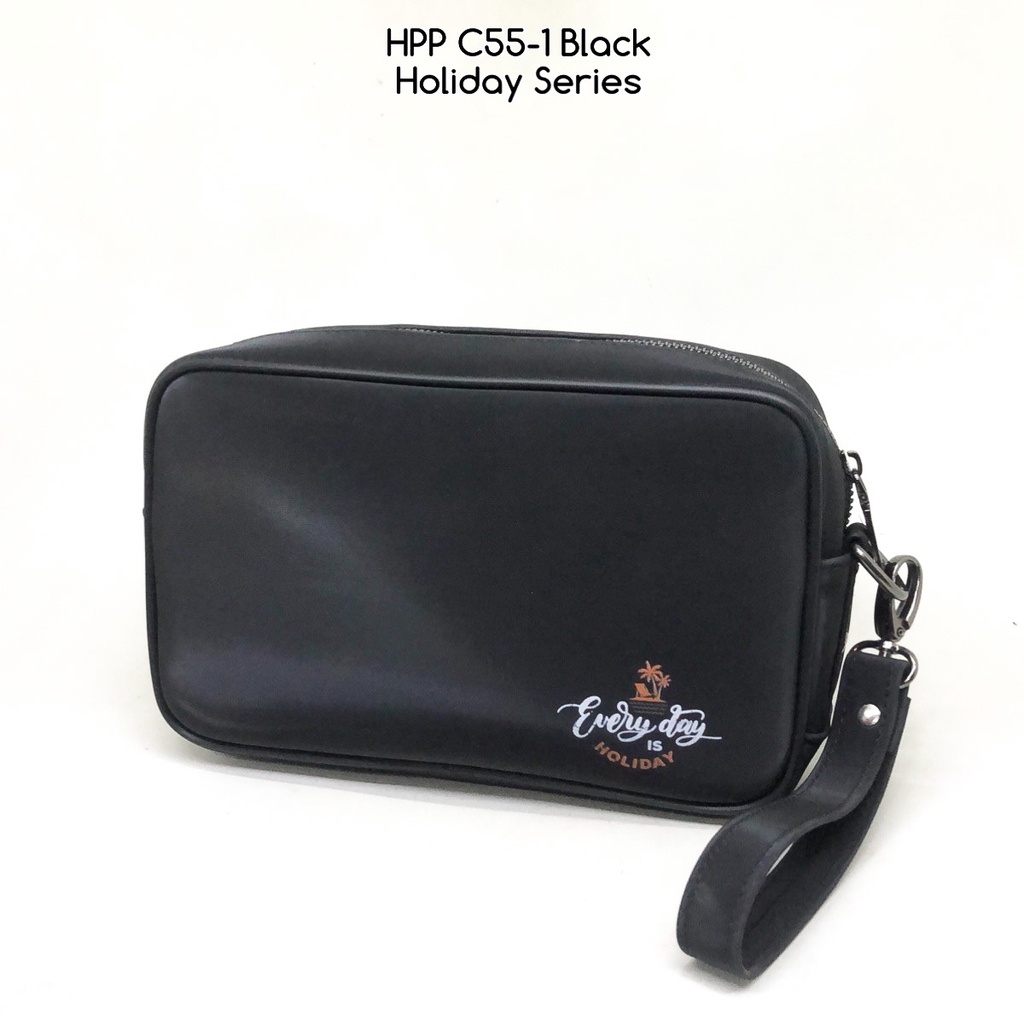 clutch pria hushpuppies C55-1 Black holiday series premium tas antiair waterproof