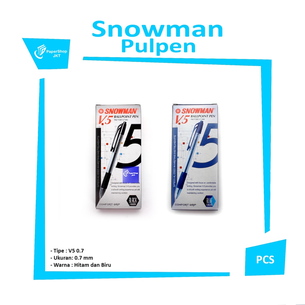

PRODUK- SNOWMAN - PULPEN BALLPOINT V5 0.7MM - LUSIN .
