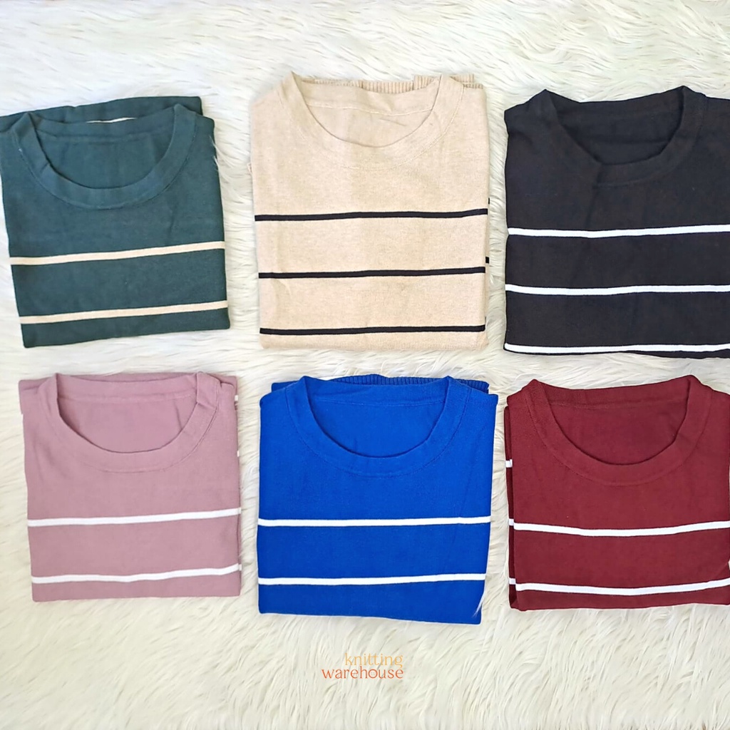 Khanza Polo Knit Stripe - Atasan Wanita Rajut NBN (5161)