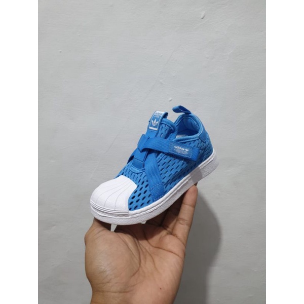 SEPATU ANAK ORIGINAL ADIDAS SUPERSTAR 360 BLUE  WHITE VELCRO SLIP ON