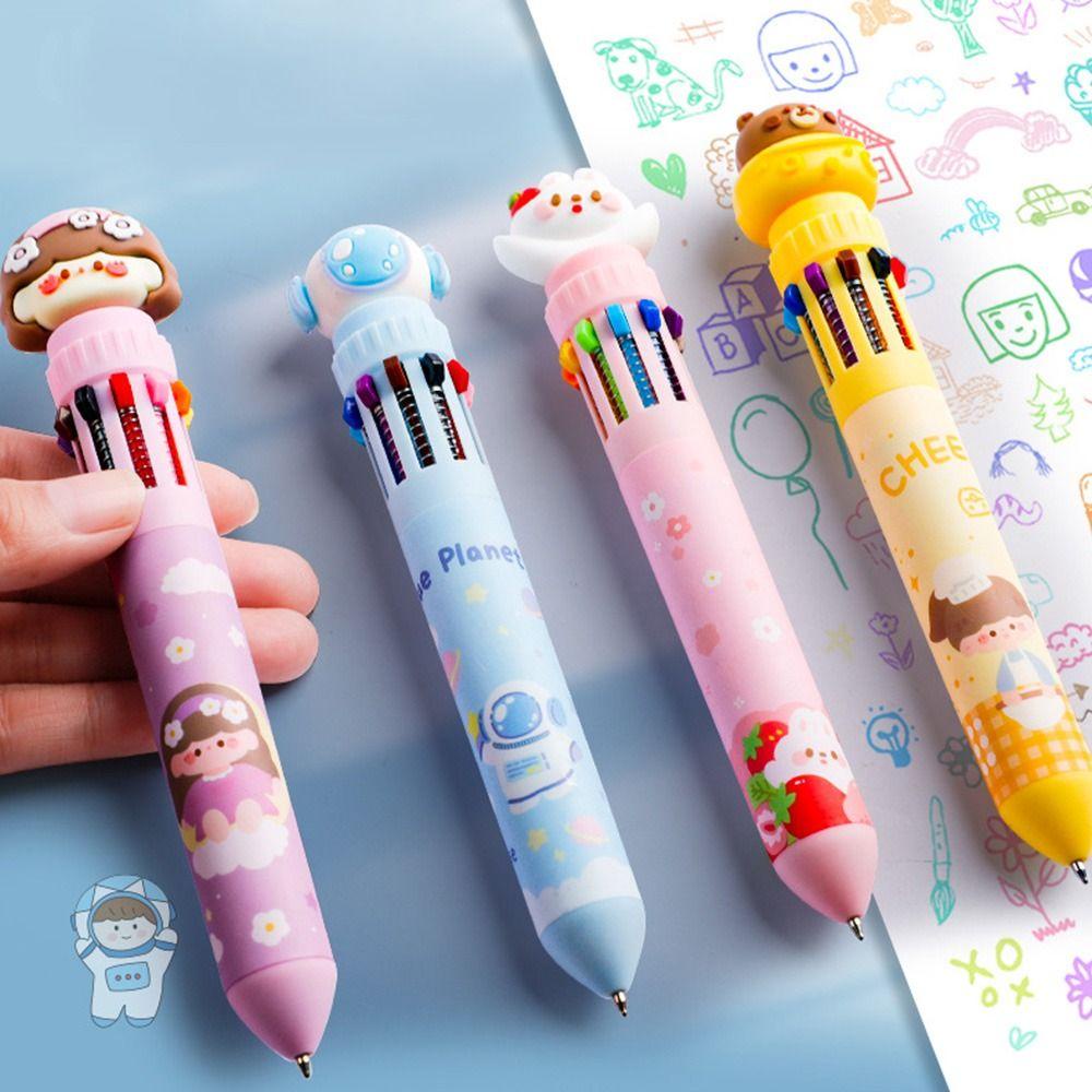 Populer 10warna Ballpoint Hadiah Kreatif Pulpen Netral Multi Fungsi