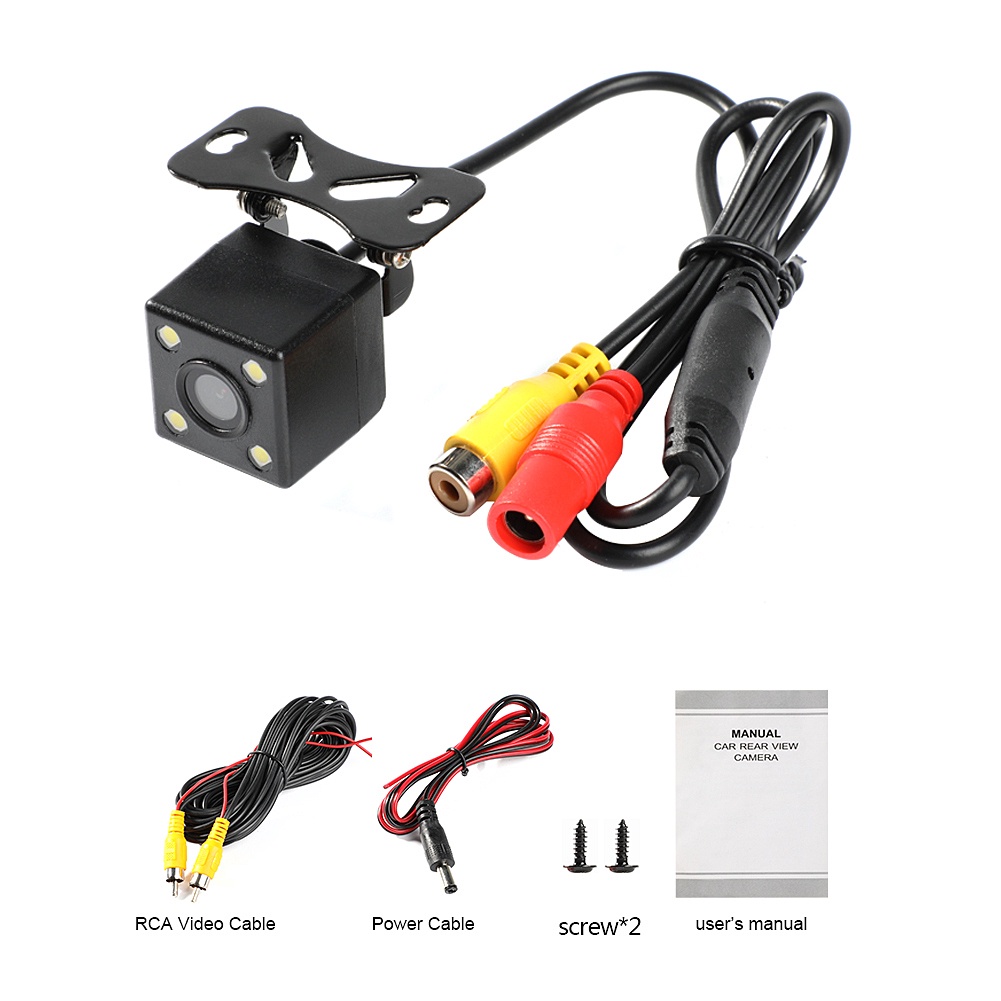 ESSGOO Kamera Mundur 4 LED Night Vision Car Rear View Reverse Backup HD Waterproof CCD Camera