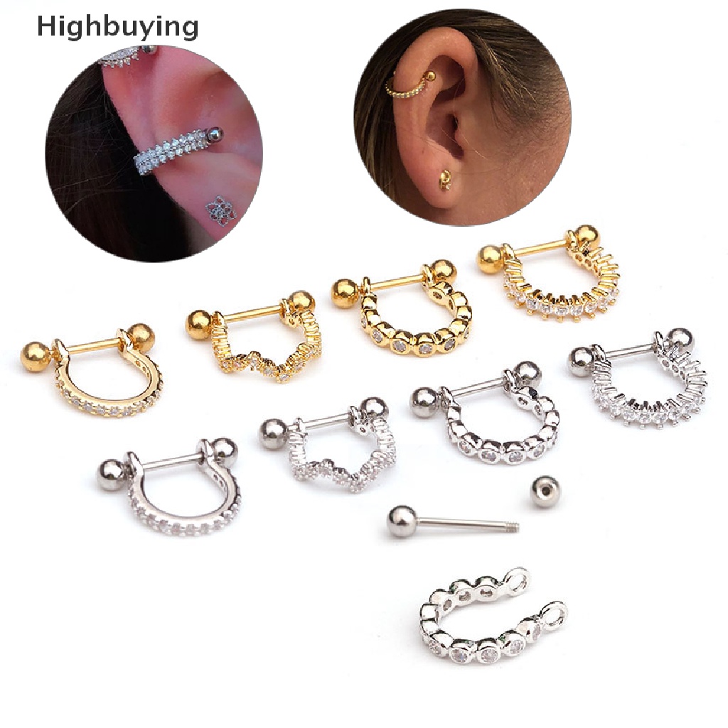 Hbid 1Pc Kristal Berlian Imitasi U Bentuk Telinga Helix Tulang Rawan Tubuh Anting Giwang Glory