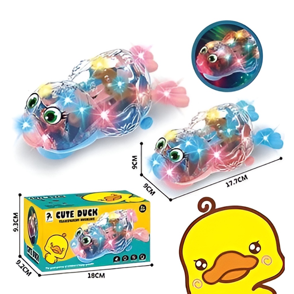 Cute Duck Transparan | Mainan Bebek Berjalan Lampu Dan Musik | Hadiah Ulang Tahun Anak Perempuan | Mainan Anak 1-2-3-4 Tahun Anak Laki Laki