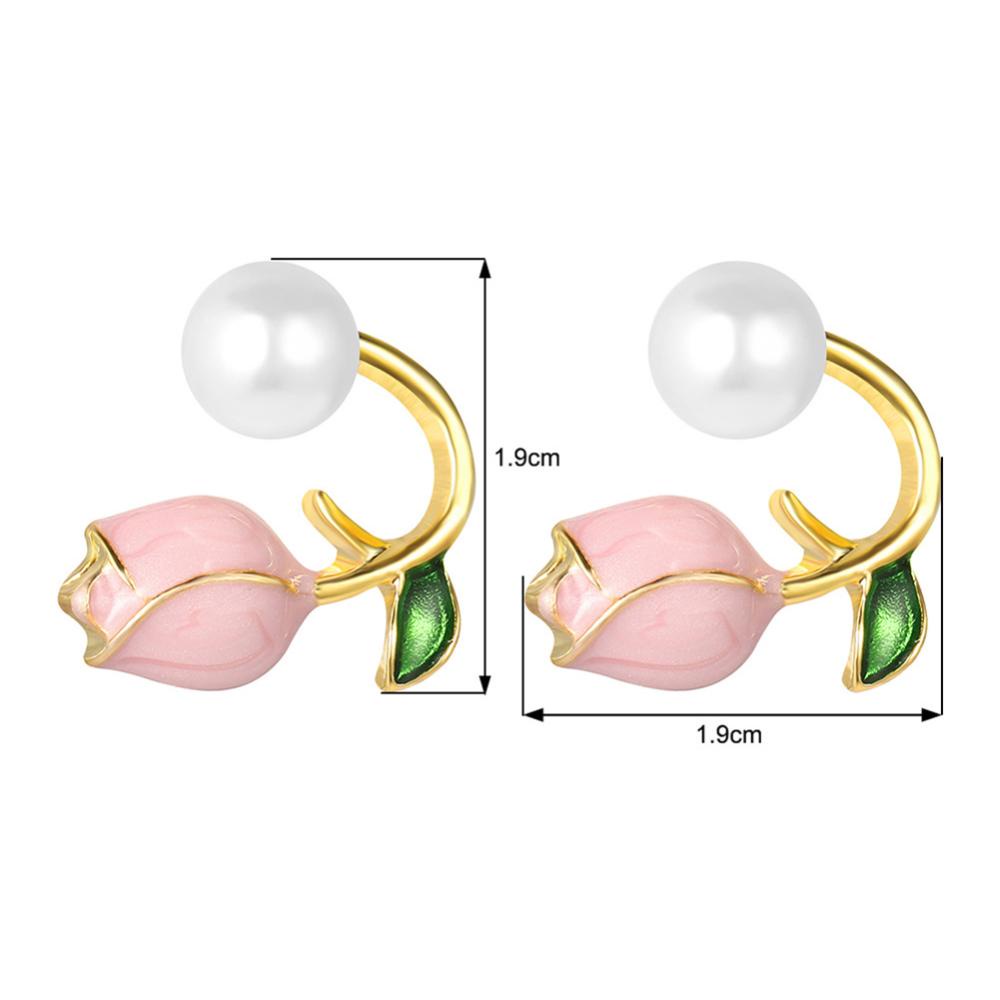 Timekey Pink Tulip Anting Mode Kreatif Desain Alloy Ear Studs Earrings Wanita Temperamental Earrings Perhiasan F1I6