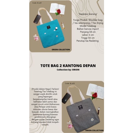 COD BOS Q,, ORION76 BAG ORIGINAL COLLECTION TOTEBAG  MURAH BY ORION76 COLLECTION BAHAN KAIN KANVAS /