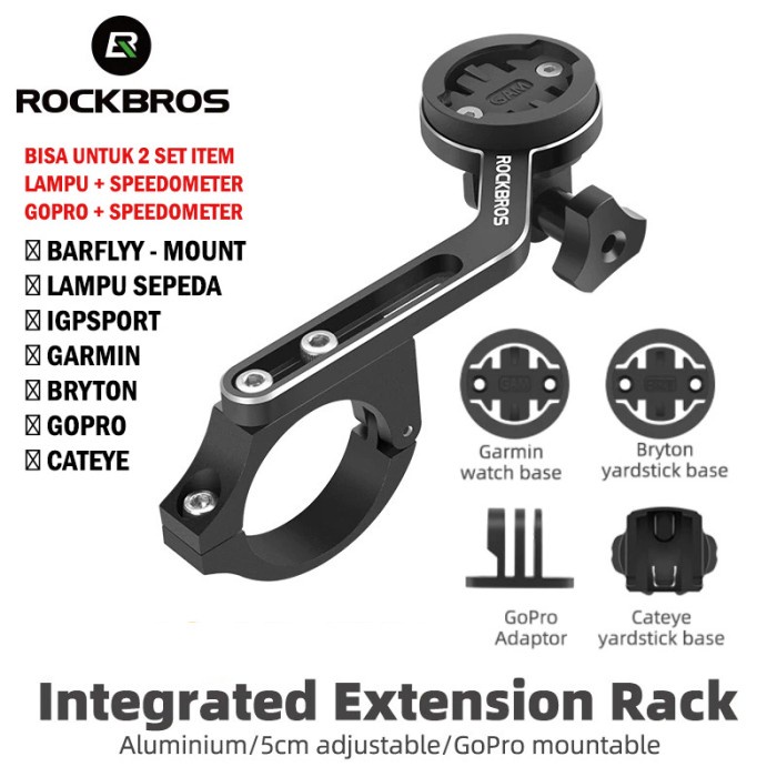 Rockbros Mount Lampu Barfly Mounting Garmin Cateye Bryton Gopro Holder